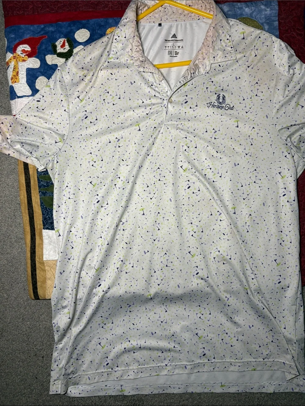 adidas Men’s White Polo with Navy & Lime Accents